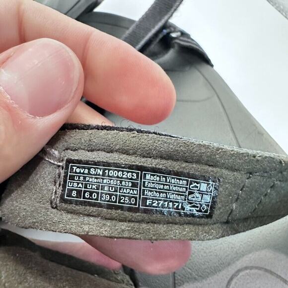 Teva Sanadals Womens 8 Verra Outdoor Strap Slingback Adustable Gray Black - Picture 8 of 10